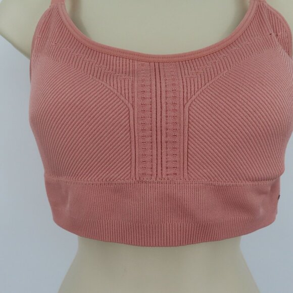 RBX Women Medium Pink Ribbed Wireless Sports Bra Racerback Lined Removable Pads - Picture 3 of 9